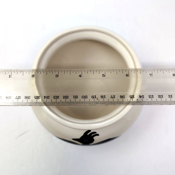 VTG Pottery Planter Cream Black Thunderbird Signed Ruth S. 1980 Hobbyist Piece - Picture 8 of 14